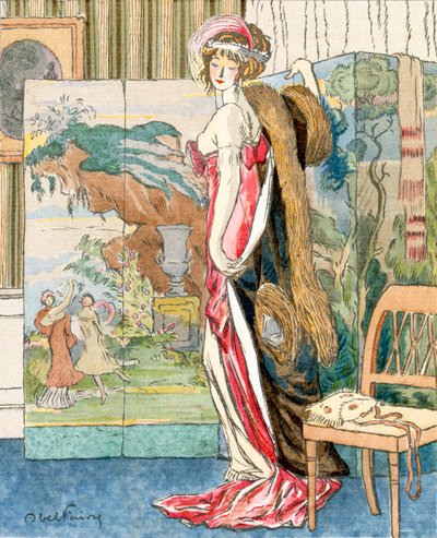 Woman by a Folding Screen by Jules Abel Faivre